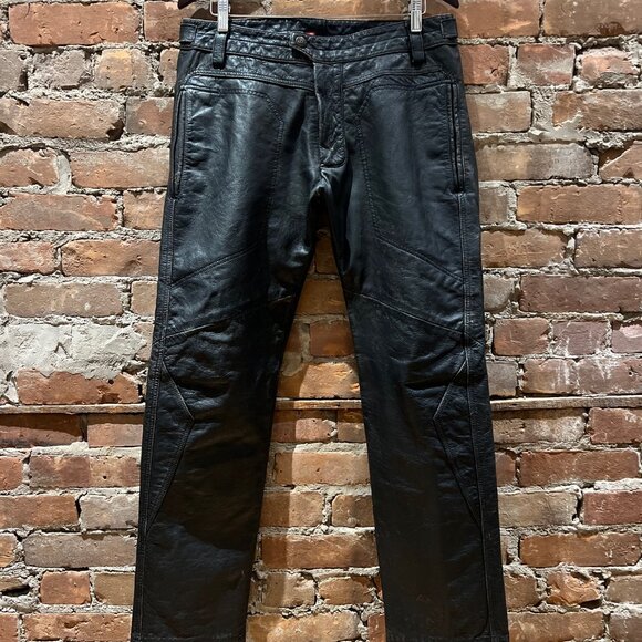 Diesel “Industry Division” Black Washed Leather Pants - Picture 2 of 12